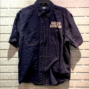 Harley-Davidson Eagle Garage Mechanic Button Shirt